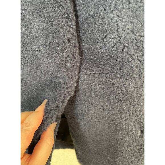 Madewell soft & plush Sherpa Teddy Coat Navy Dark Nightfall Blue pockets & snaps - Picture 11 of 17